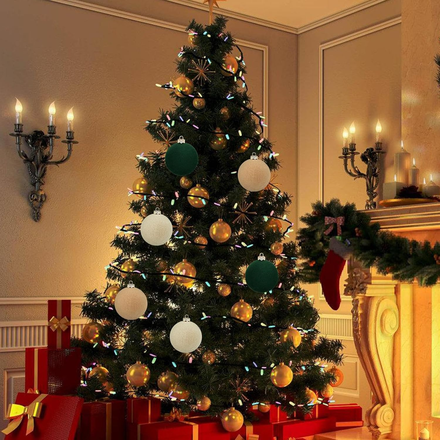 Christmas Tree Ball Ornaments, 12 Flocked Velvet Ball Ornament Flocking Balls Shatterproof Christmas Tree Ornaments Velvet Balls Supplies for Christmas Wreath, Wedding image number 5