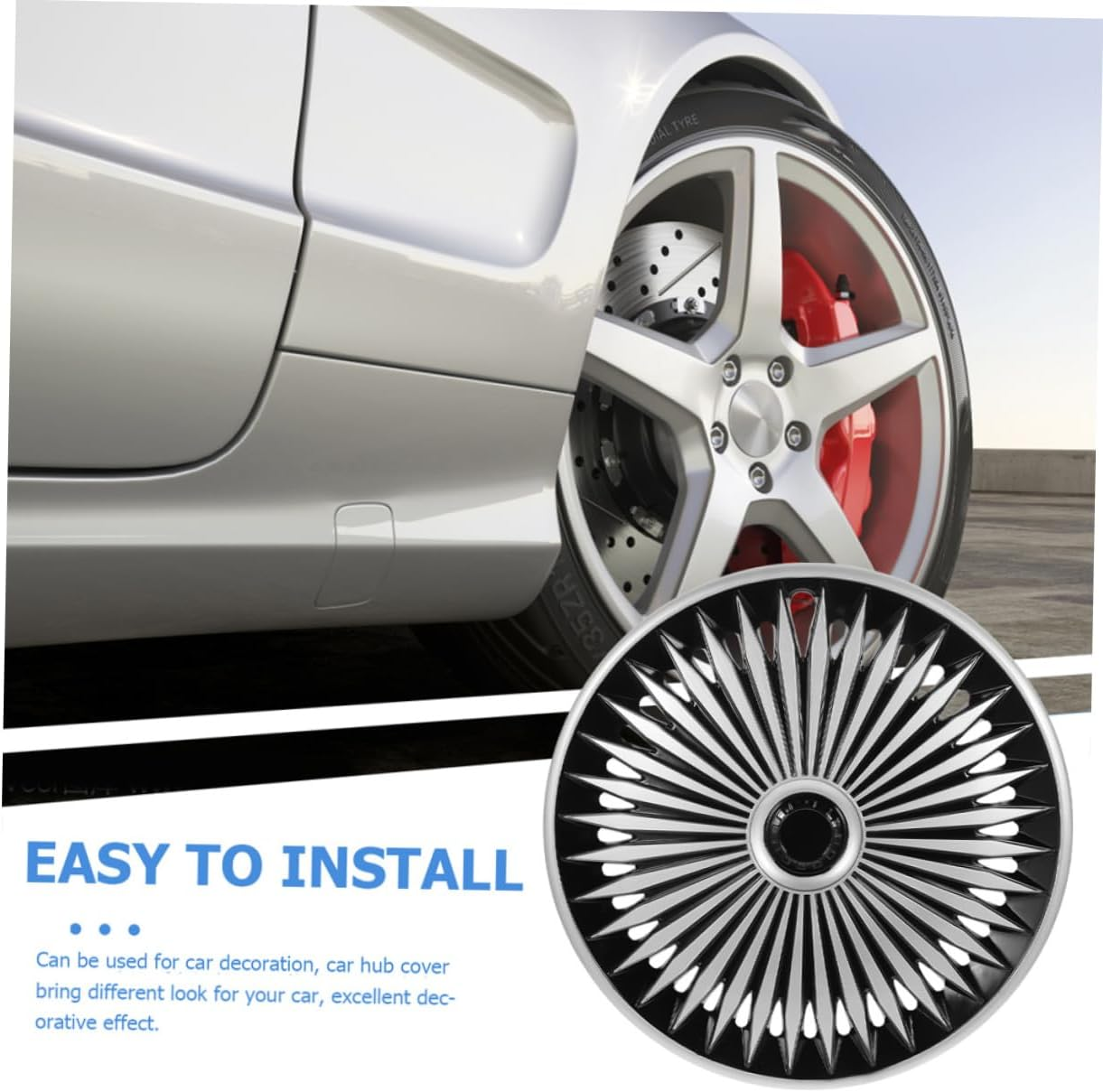 FUNOMOCYA 14-Inch Car Rim Covers Pp Material Decorative Hub Caps Easy Install Wheel Hubcap for Automotive