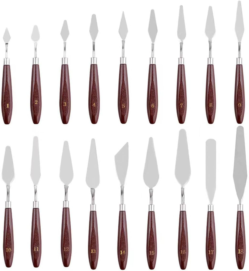 Artist Painting Knives Set - 5 Pieces Painting Knives Stainless Steel Spatula Palette Knife Oil Painting Accessories Color Mixing Set for Oil, Canvas, Acrylic image number 6