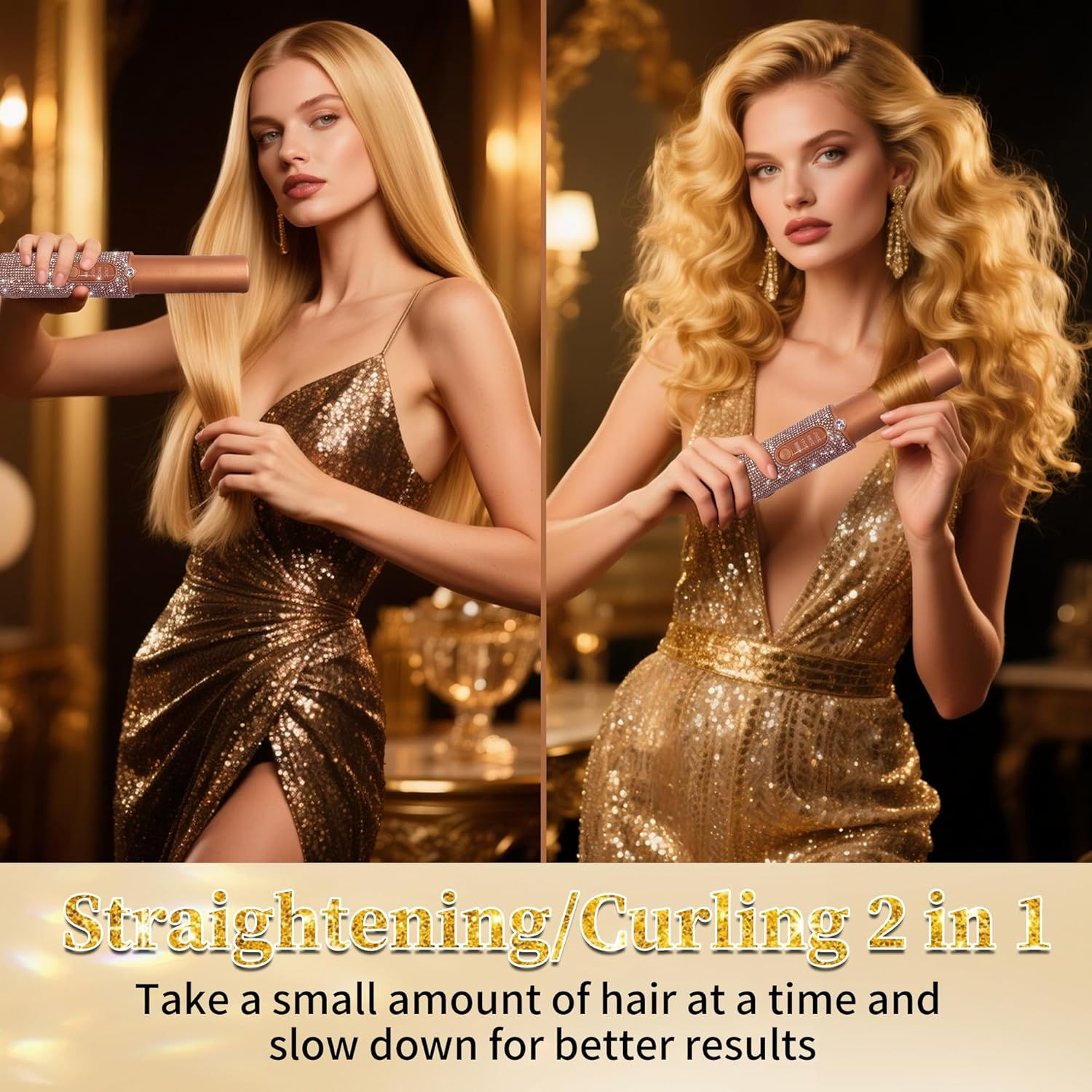 Cordless Hair Straightener, Portable Straightener 2 in 1 for Hair Straightening and Curling, Fast Heating Cordless Flat Iron, 5000Mah Hair Straightener Travel,210&deg;C/410&deg;F within Seconds (Libre) image number 3