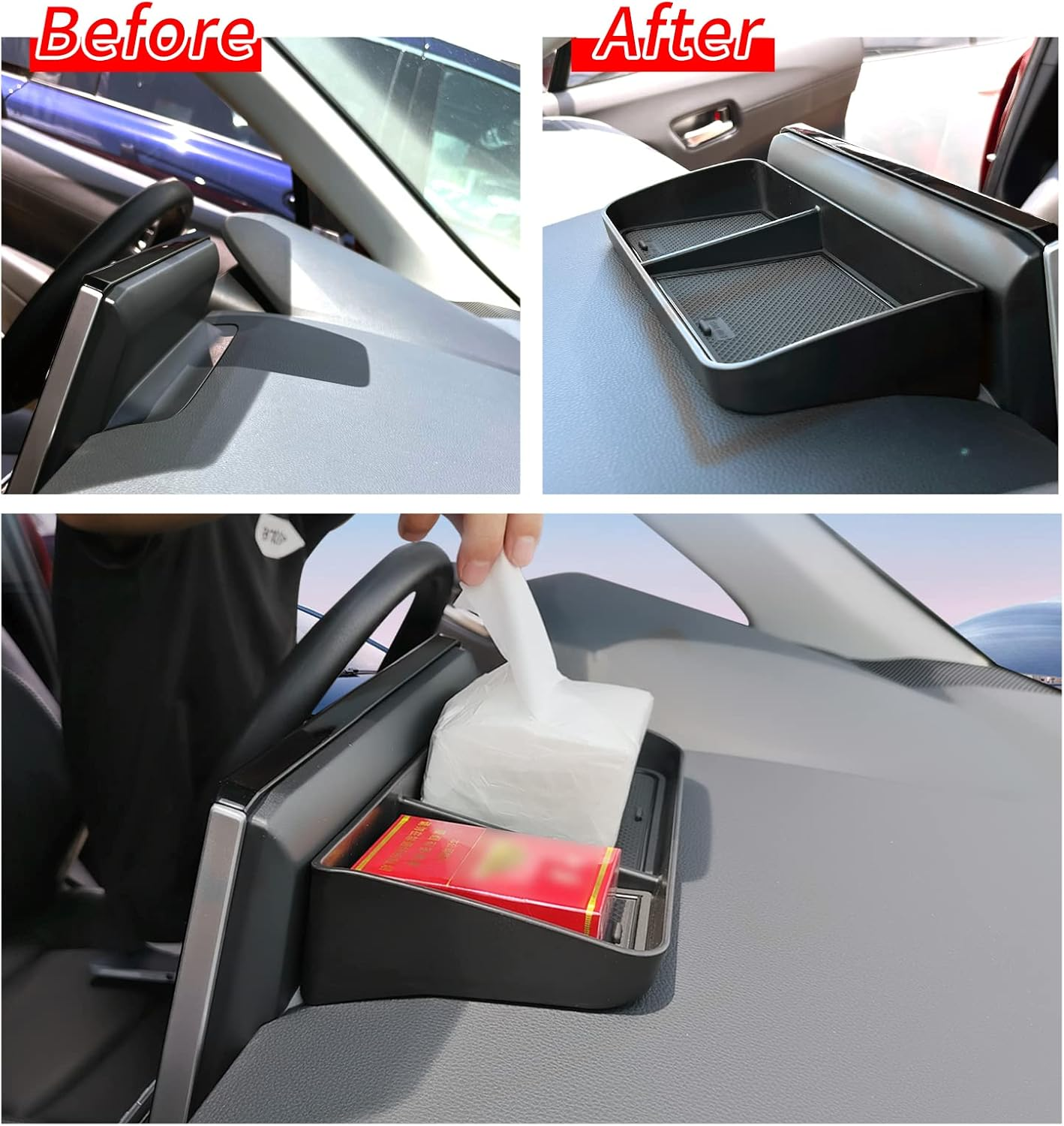 Smabee Dashboard Storage Tray Compatible with Toyota Corolla 2019-2022 Center Console Display Box Hidden Tray behind Screen Car Accessories Organizer, 19COROLLA D-BOX BLACK image number 5