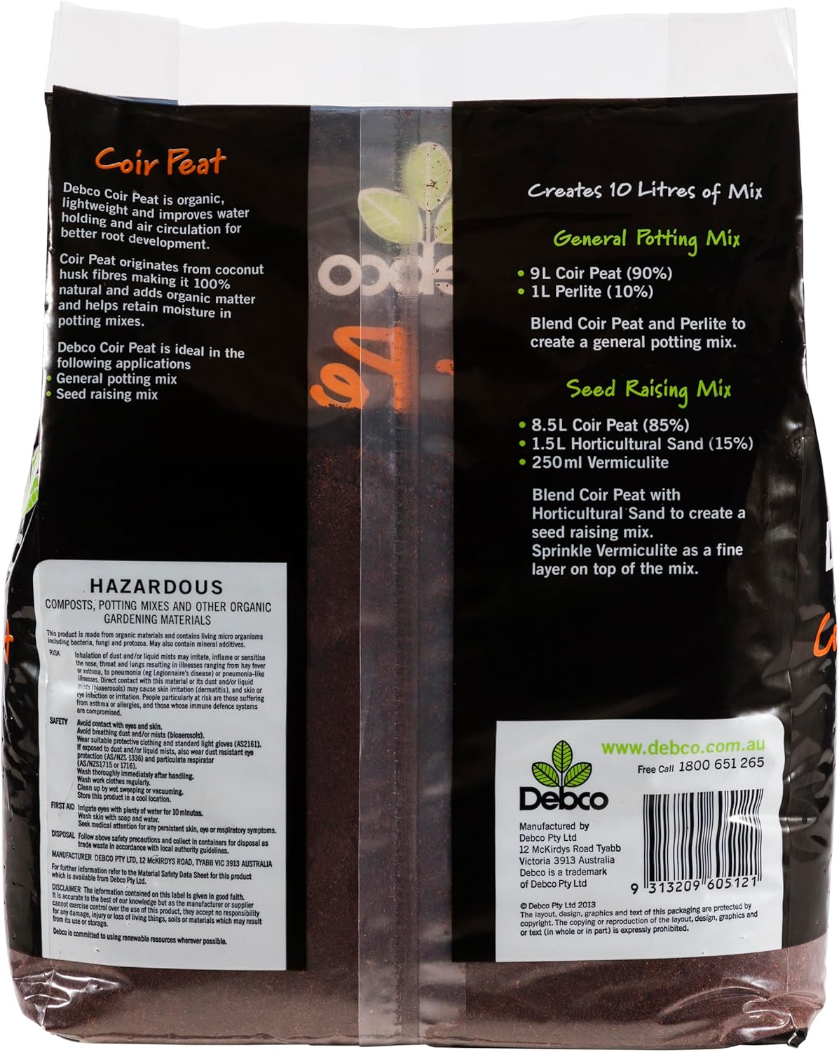 Debco Coir Peat for Potting Mixes 5L - Lightweight & High Water Holding - for Creating Own Mixes - Suitable for General Potting Mix and Seed Raising Mix image number 3