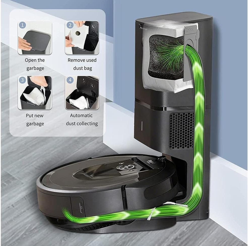 12 Packs Eco-Friendly Disposal Vacuum Dust Bags for Irobot Roomba I7/I7+/E5/E6/S9 Series Replacement