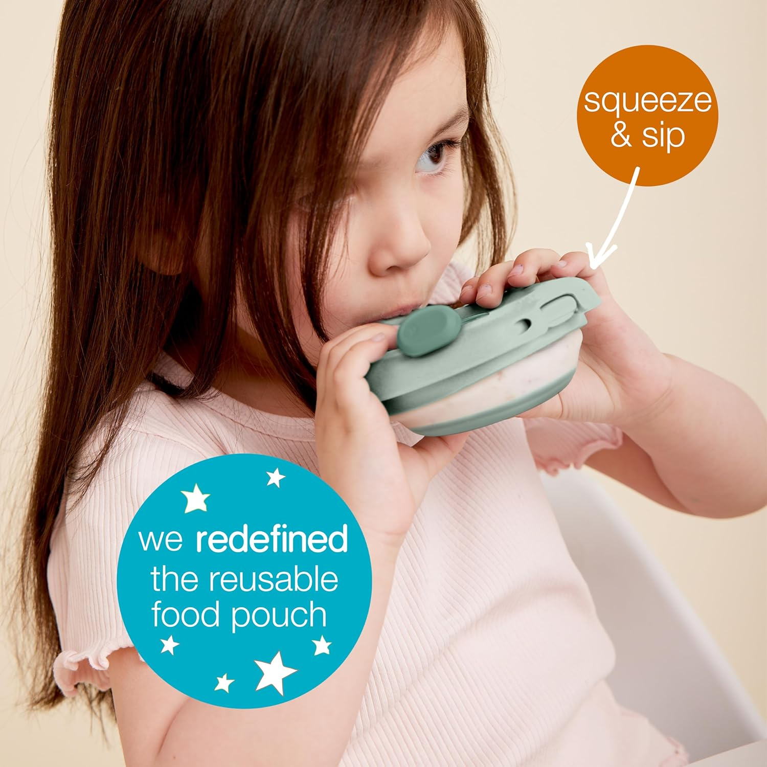 B.Box Silicone Fill and Feed Baby Food Storage Pouch, Lullaby Blue, 110 Ml Capacity image number 1