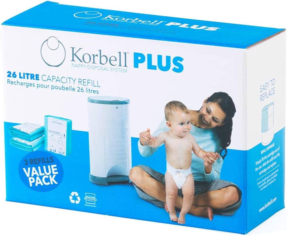 Korbell Nappy Disposal Refill, Green, 3 Count, plus - 26L (KR280DR3B) image number 1