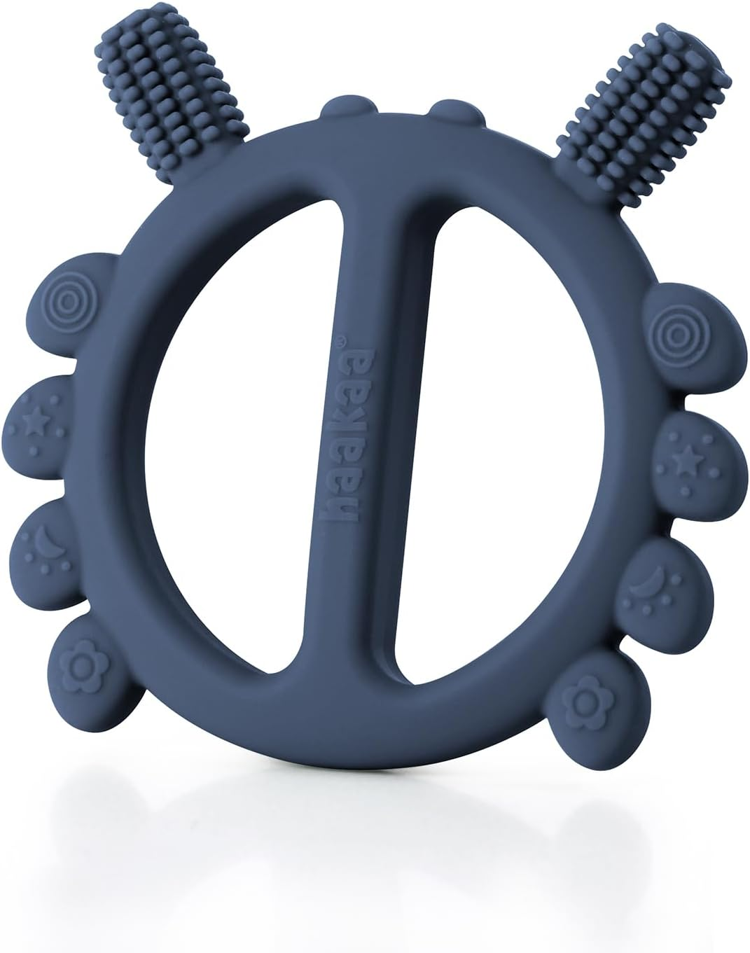 Haakaa Silicone Crab Baby Teether,Teething Toys,360&deg; Baby Toothbrush Head for Infant Self-Brushing Training,Food-Grade Silicone,Steel, Blush