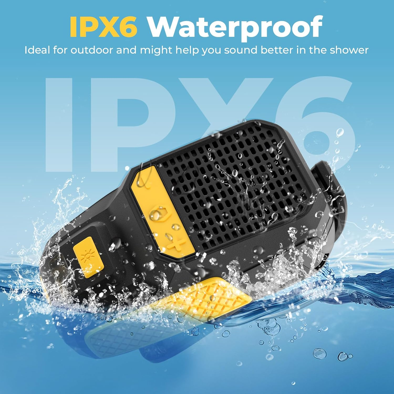 Wearable Bluetooth Speaker, All Day Running Wireless Speaker for Jobsite Work, IPX6 Portable Clip-On Speaker W/Light, Built-In Mic for Hands-Free Music/Calls Cycling Outdoor Sports Hiking Golf image number 5