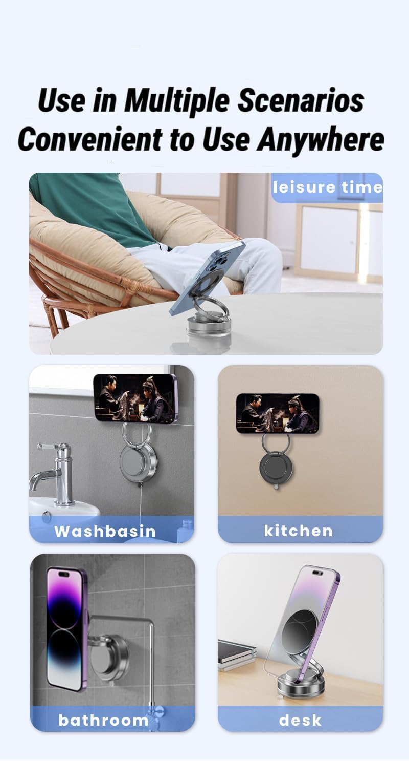 [2025 Upgraded] Mernard Magnetic Phone Holder Mount with Vacuum Suction Base, 360&deg; Rotatable & Foldable Car Phone Mount for Dashboard/Windscreen/Desk image number 6