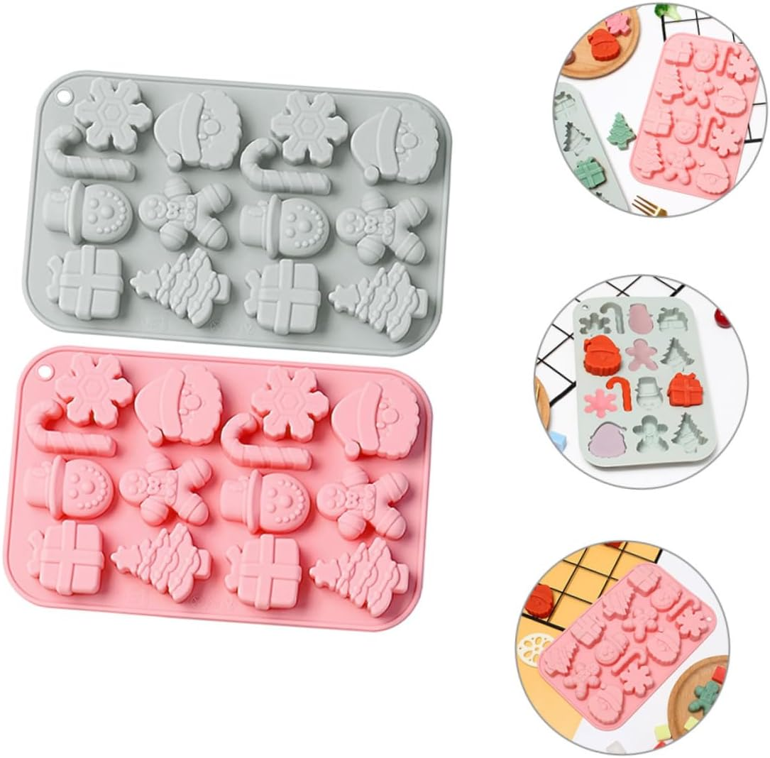 2Pcs Christmas Silicone Mold Flexible Candy Mold for Christmas Baking for Food Decorations and Cake Baking image number 5