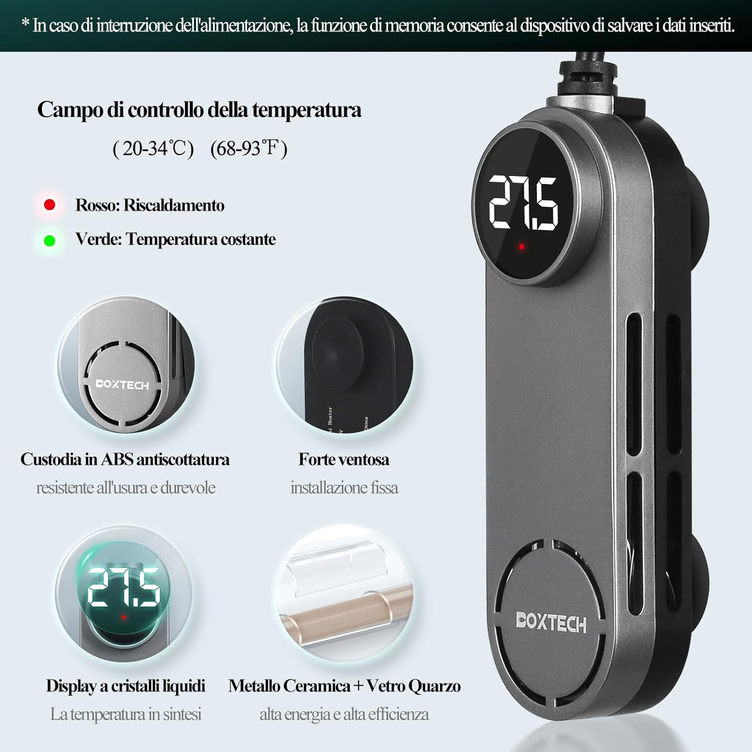 Boxtech Aquarium Heater 50W, Aquarium Heating Submersible, Automatic Aquarium Thermostat with External Temperature Controller for 10-40L Aquariums Fish and Turtles image number 1
