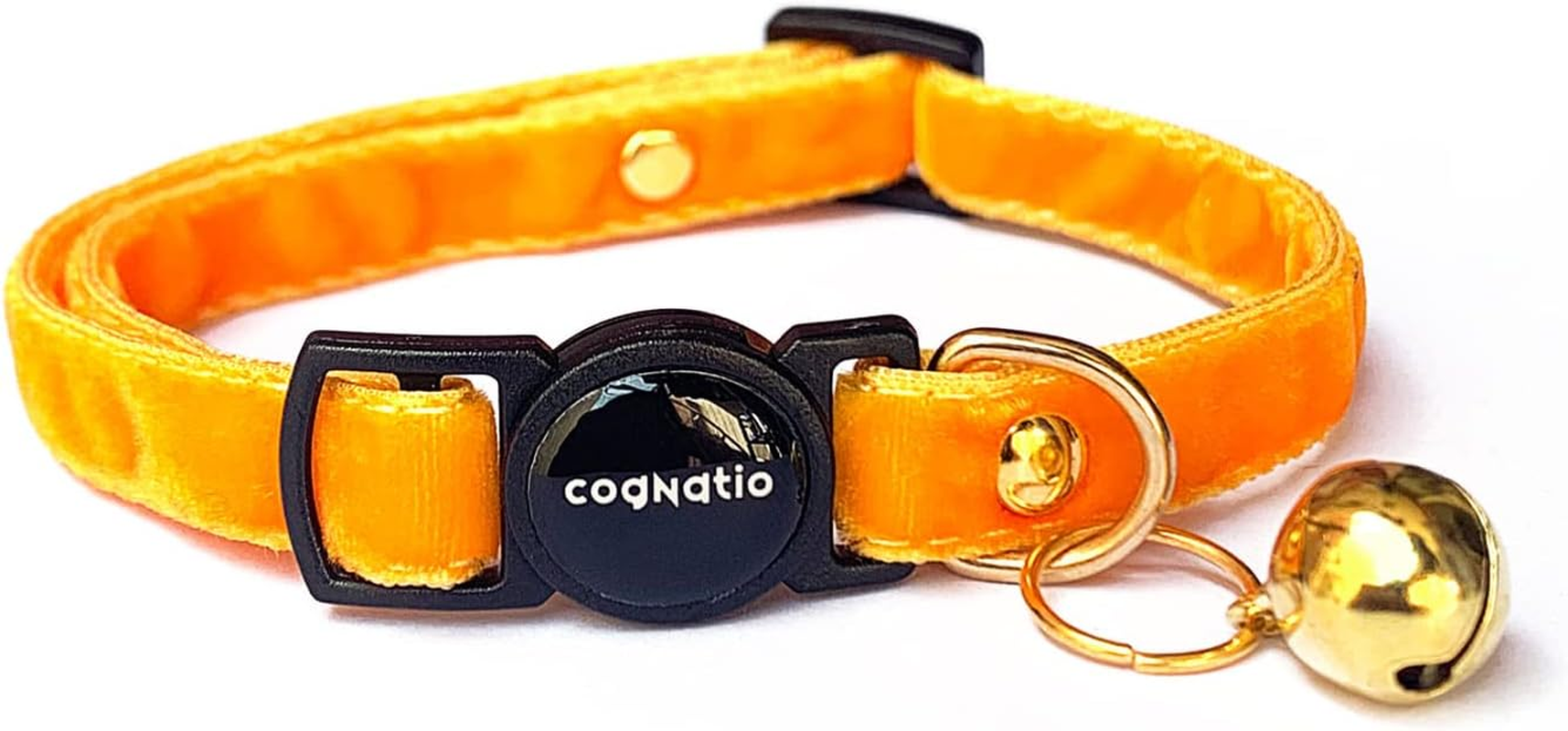 Cognatio Safety Quick Release Cat Collars,Double Velvet with Bell Available in a Range Colours from Velvet Ribon,Purfect for Your Kitty (20-30 Cm, Leopard) image number 2