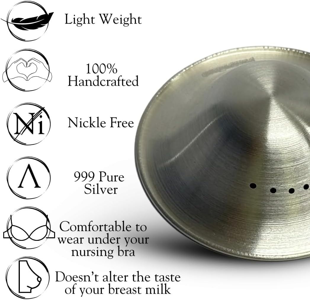 Original Breathable Soothing Silver Nursing Cups&ndash;Silver Nipple Shields for Breastfeeding-Nipple Covers Breastfeeding-Nipple Shields for Nursing Newborns-Breastfeeding Essentials-Healing Cups (Extra Large) image number 3