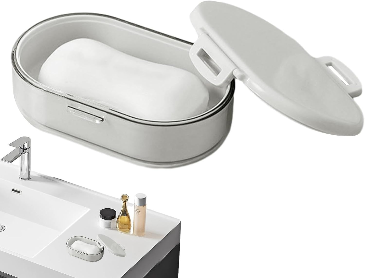 Travel Shampoo Container - Portable Shampoo Case Soap Box,Shampoo Bar Holder with Drain Board Silicone Sealing Ring for Home Apartment Dormitory Travel image number 2