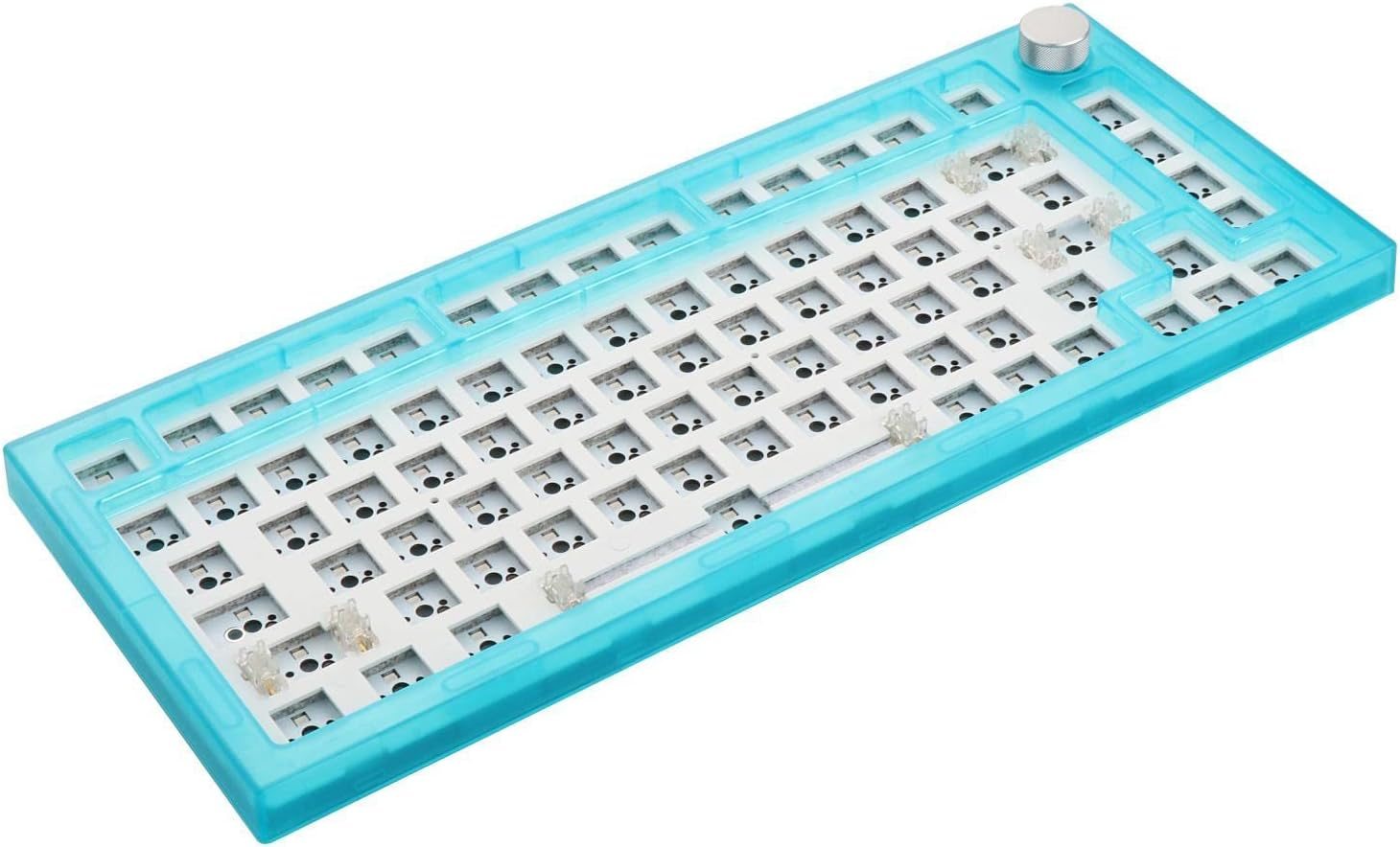 AAGAZA NT75 3/5Pin Hot Swap Gasket Mechanical Keyboard DIY Mechanical Gaming Keyboard 75% Compact Layout Customized Knob Keyboard for Windows Gaming PC - Ocean Blue (Color : Preto)