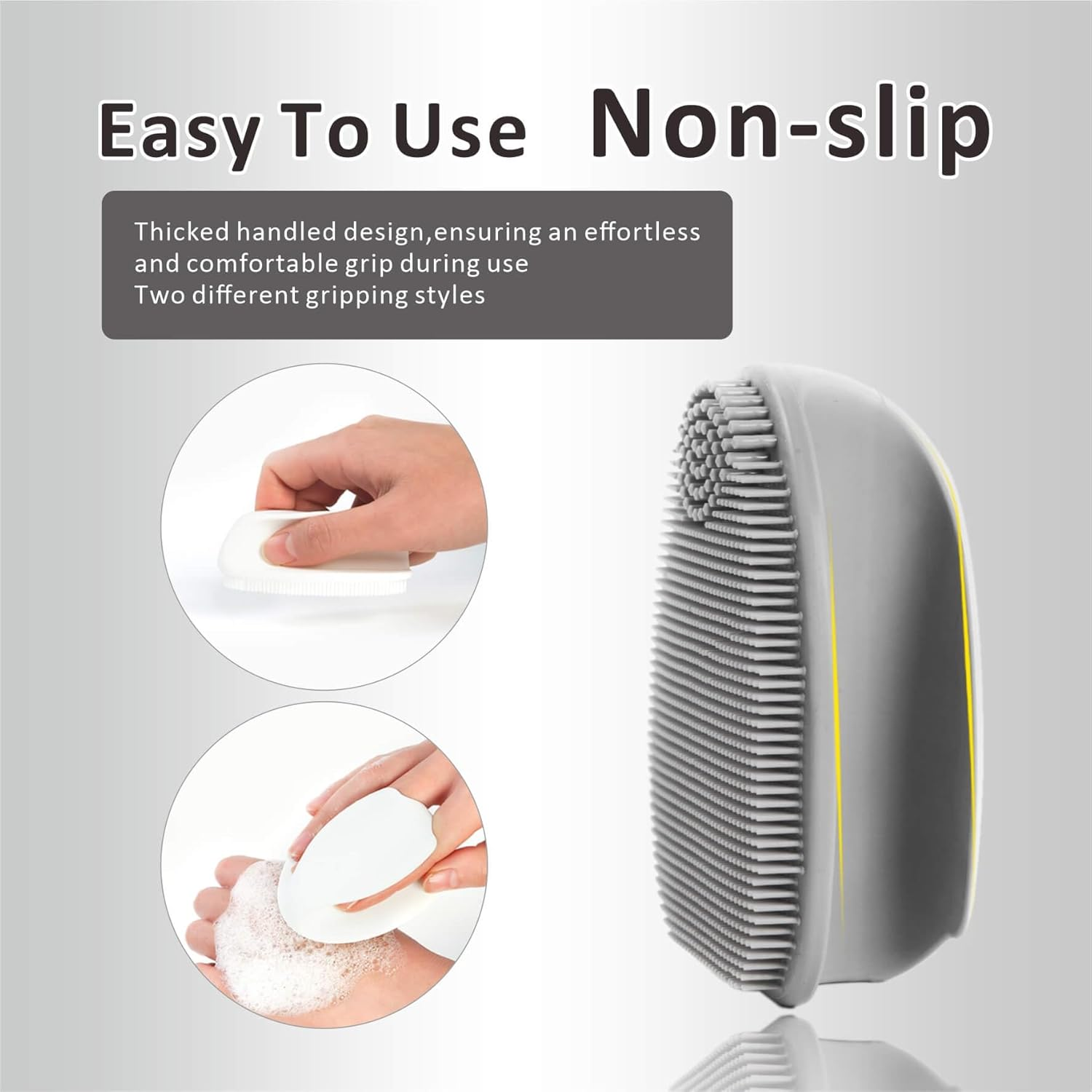 Hieerbus Silicone Facial Cleanser, Manual Exfoliating Brush, Handheld Facial Cleansing Brush for Women Men Remove Pores Cleansing Massage (Grey + White) - Black+Gray image number 2