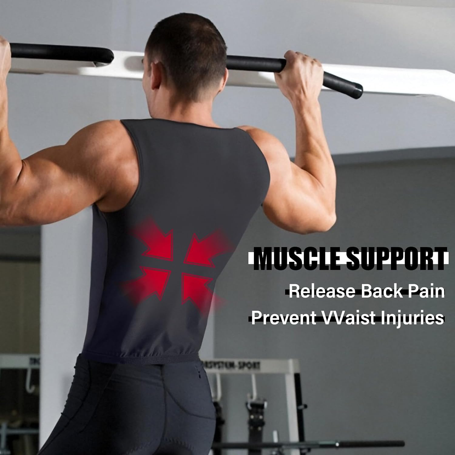 Viiotu Men'S Sauna Vest, PU Milk Silk Sweat Suit, Triples Sweating Boost Calorie Burn Sweat Suits for Weight Loss, Ideal for Fitness - Oriented Men image number 5