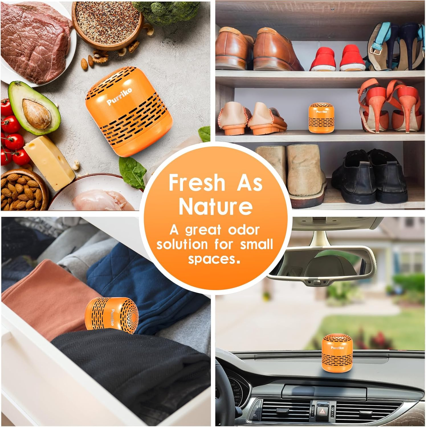 Refrigerator Deodorizer,Lasts for 10 Years,Refrigerator Odor Eliminator,Fridge Deodorizer,More Effective than Baking Soda Bamboo Air Purifying Bags,Orange image number 3