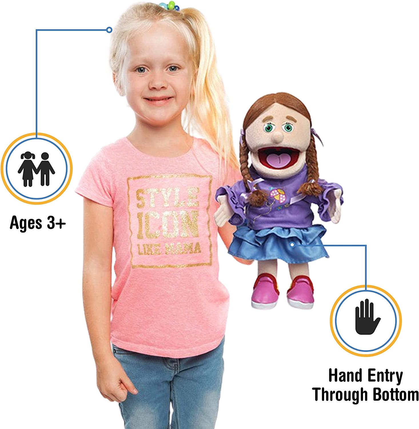 14" Amy, Peach Girl, Hand Puppet