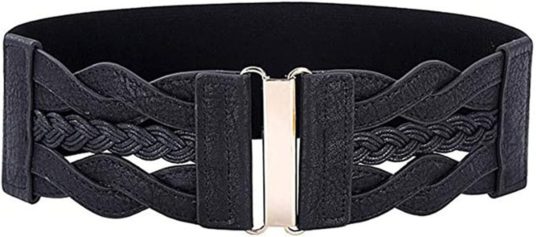 Retro Women'S Woven Wide Waist Belt Elastic Stretch Cinch Belts