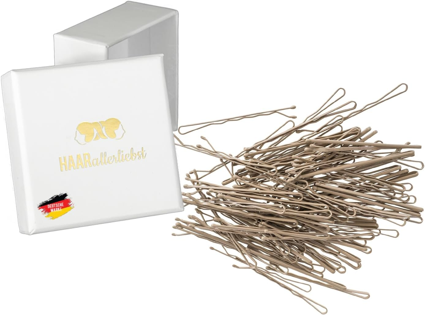 Haarallerliebst 100 Hair Pins - 5 Cm Bobby Pins - Gold for All Hair Colours - Women'S Hair Clips & Hair Pins in White Box - Perfect Hair Pin for Styling & Hold - Pack Of 50; Box Colour: Pink image number 3