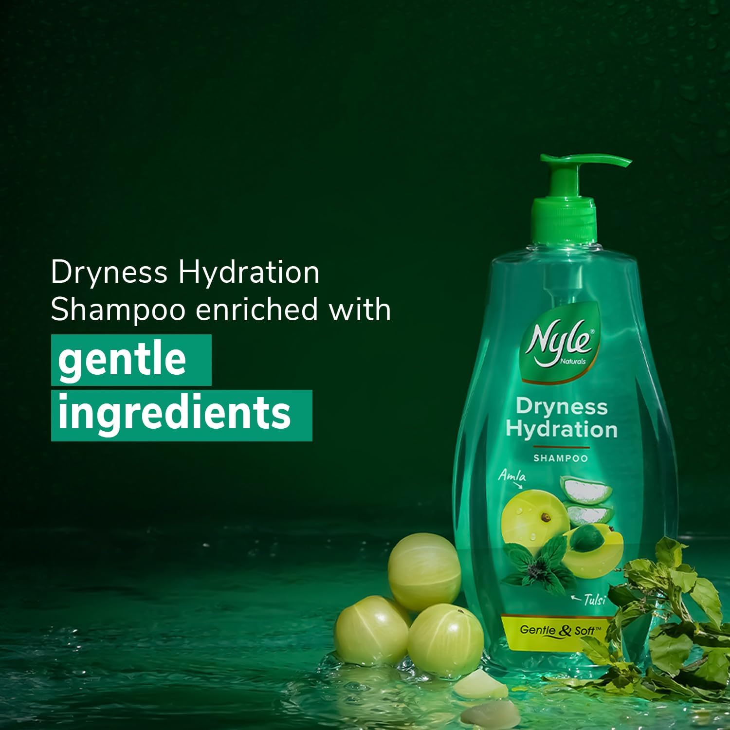 Nyle Naturals Silky and Smooth anti Hairfall Shampoo, with Tulsi and Amla, 800Ml, Green, (NYAM0800SNS01R) image number 5