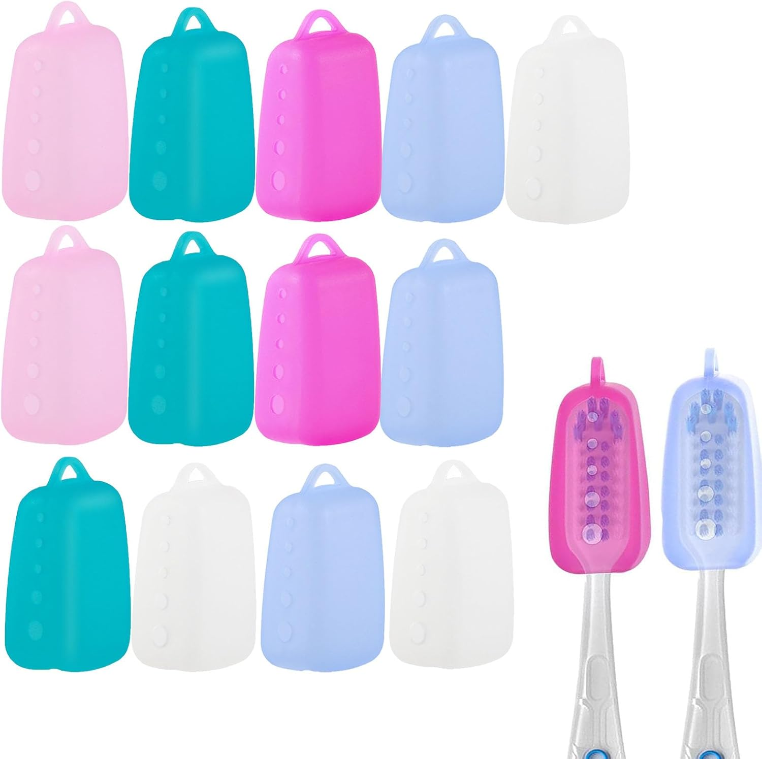 12Pcs Silicone Toothbrush Head Cover, Small and Portable, Ideal for Protecting Oral Hygiene and Toothbrush Life image number 5