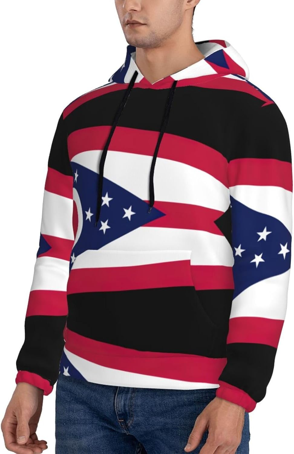 SDEGTHO Ohio State Flag Mens Christmas Oversized Hoodies Classic Hoodie Pullover Hoodies for Men Streetwear Sweatshirts image number 3