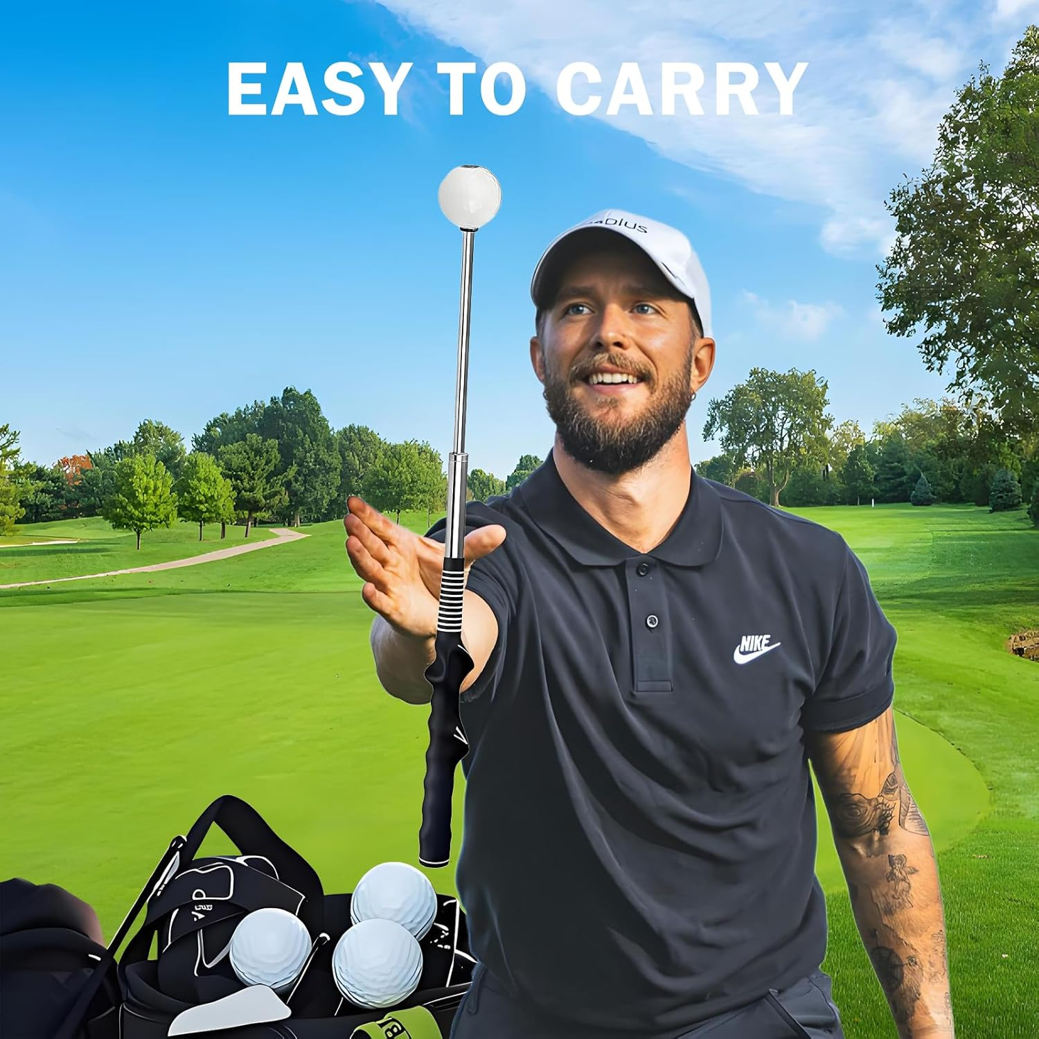 Retractable Golf Swing Training Aid, Portable Golf Training Aid, Golf Grip Trainer, Golf Equipment Suitable for Beginners, Suitable for Indoor and Outdoor image number 5