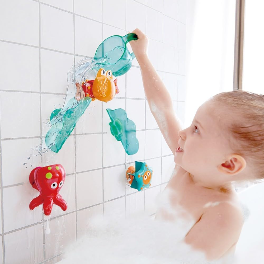 Hape E0215 Bath Cascade | Suction Cup Dancing Sea Creature Bath Time Play Set image number 1