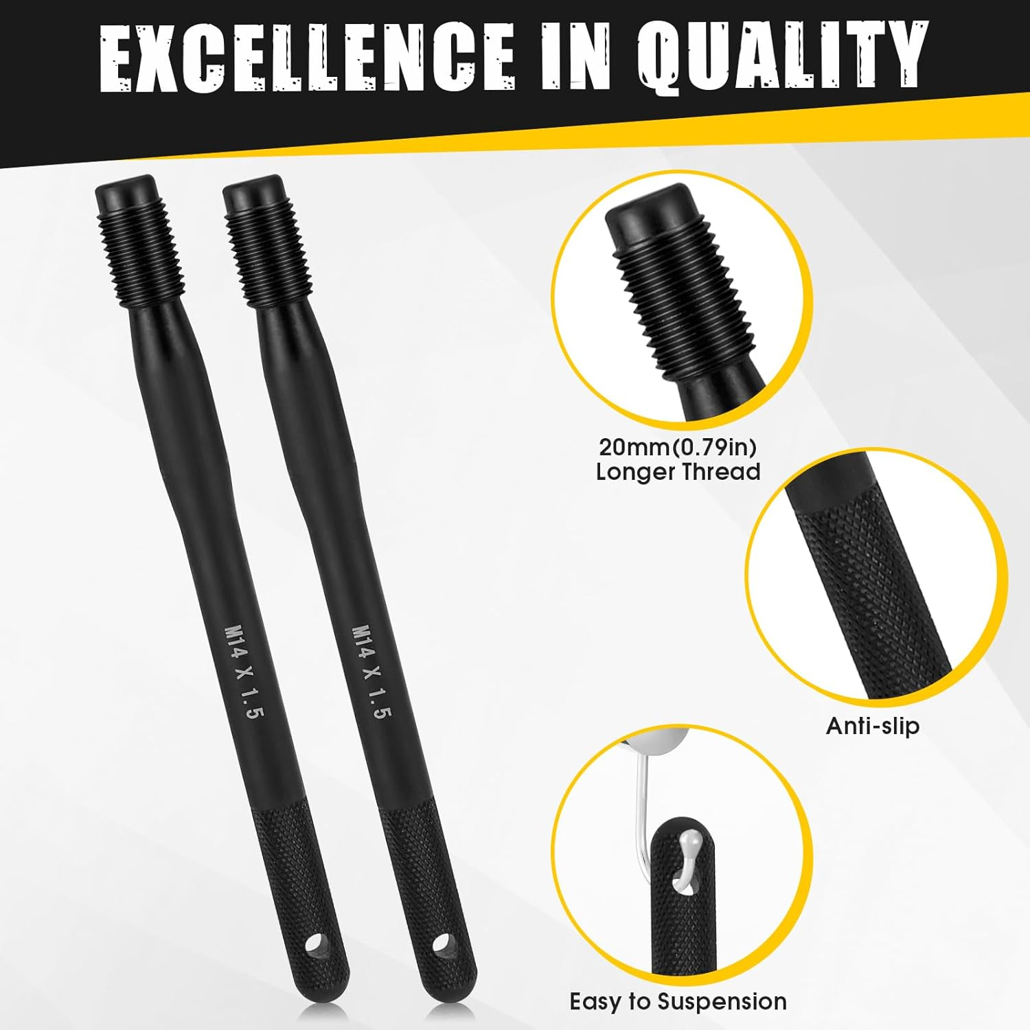 YNOYMO Wheel Assembly Aid Wheel Mounting Aid Fixing Bolt Car Tool Set M14 X 1.5 Wheel Mounting Tool Tyre Mounting Aid for Wheel Change 2 Pieces Stainless Steel Wheel Guide Pin image number 4