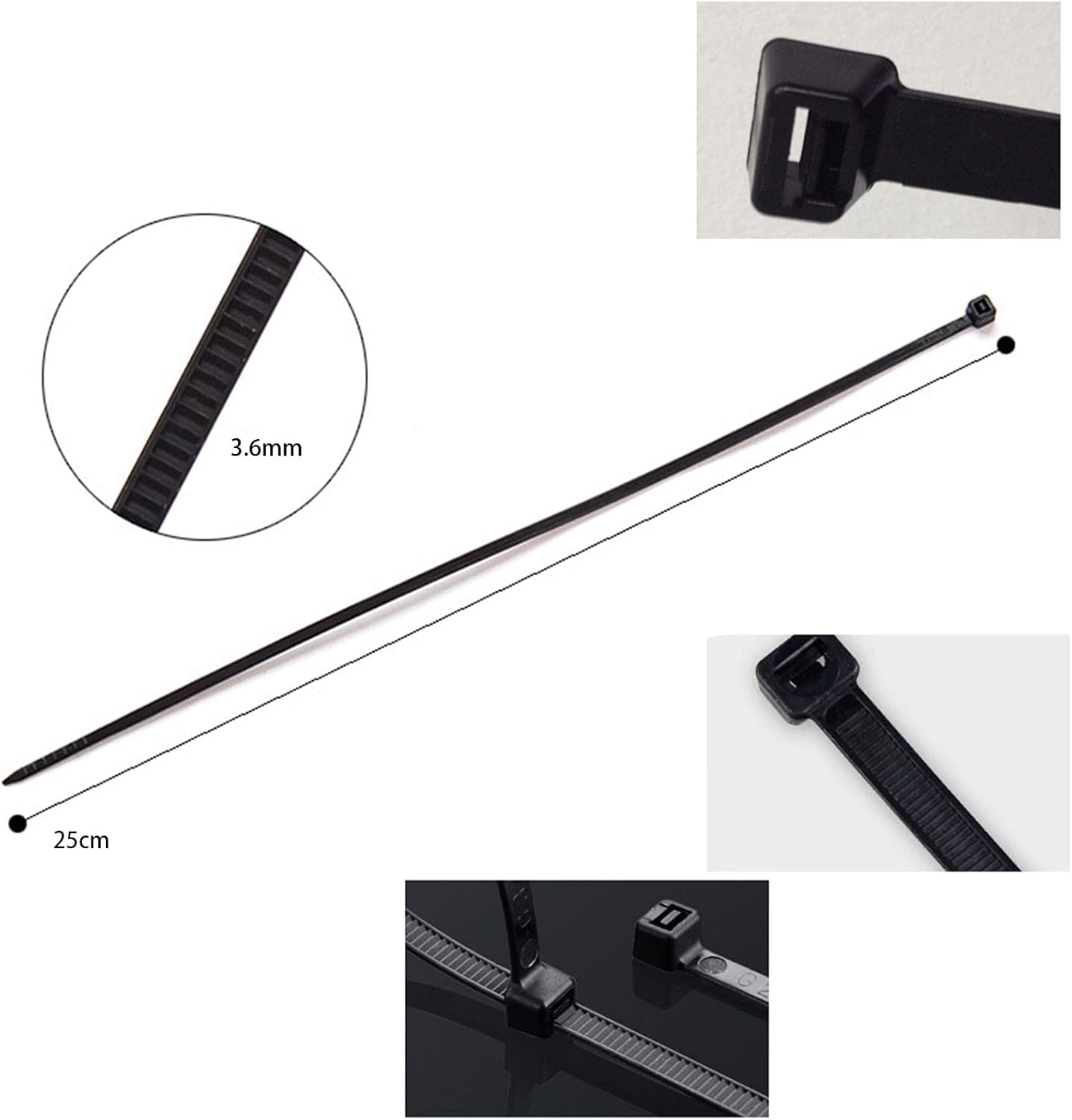 100Pcs Cable Zip Ties Heavy Duty 10 Inch, Premium Plastic Wire, Self-Locking Black Nylon Zip Ties for Indoor and Outdoor image number 5