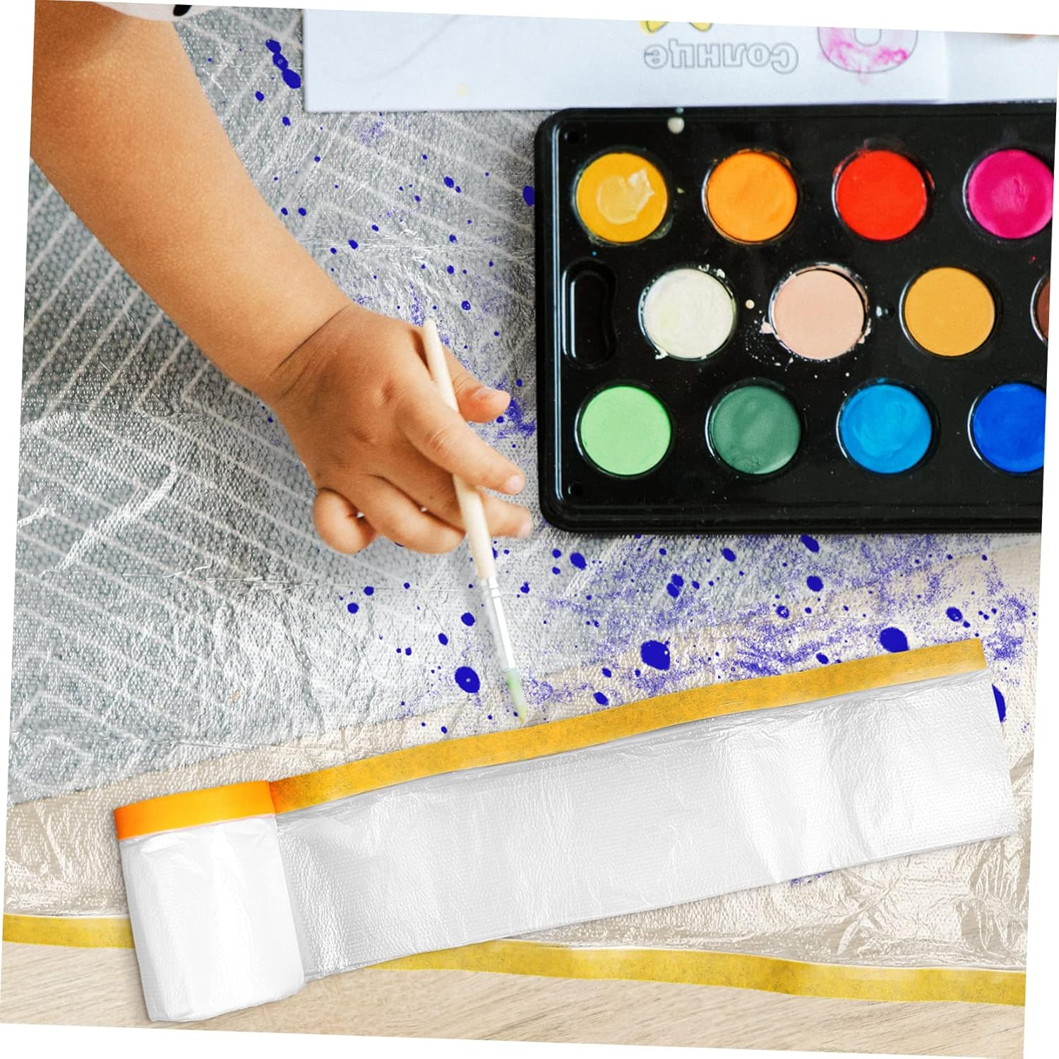 BESPORTBLE 6Rolls Self-Adhesive Masking Film Covering for Automotive Painting Furniture Masking Paper Tape Films for Dust Protection image number 5