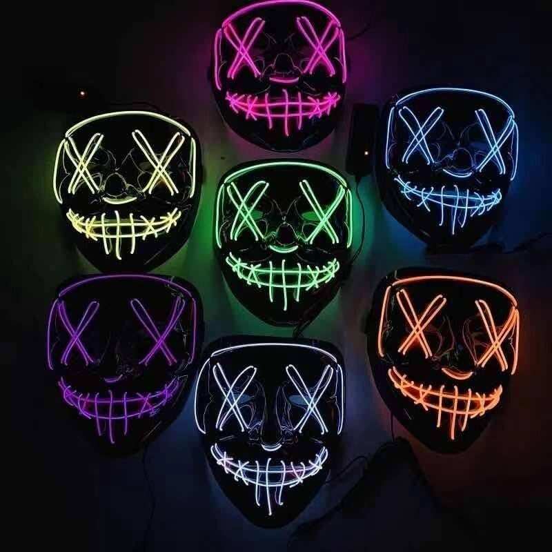 Boolavard Halloween Mask LED Light up Mask for Festival Cosplay Halloween Costume Masquerade Parties, Carnival, Gifts - Green  Pink image number 5
