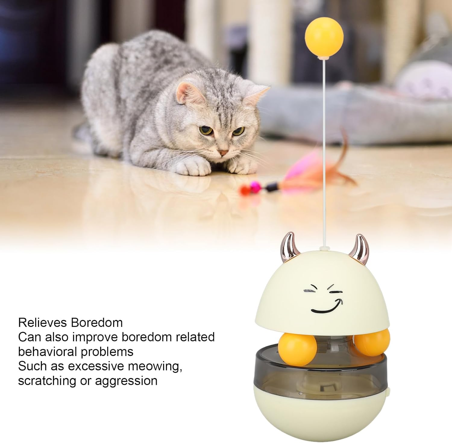 Interactive Cat Food Feeder,Cat Dispenser Toy,Cat Puzzle Treat Toy,Cat Puzzle Dispenser with Ball,Ball Treat Feeder for Indoor Cat /749 image number 5
