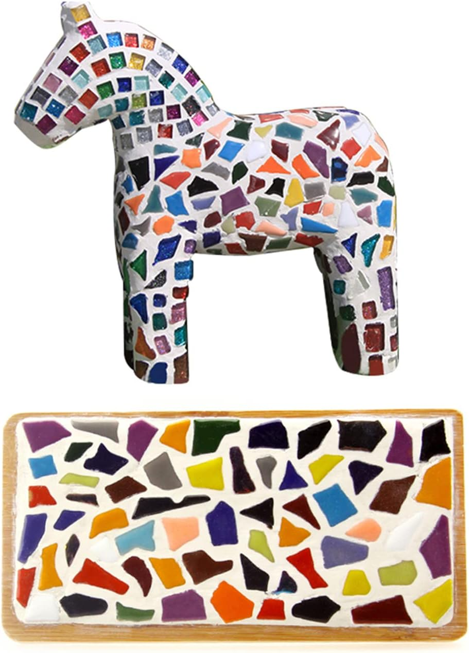 PINUO&KE 200 Pieces / 200 G Mosaic Tiles Square Ceramic Mosaic Mosaic Tiles Square 0.4X0.4 Inch Mosaic Pieces for Home Decoration, DIY Crafts, Mosaic Tile Projects - Blue Mix