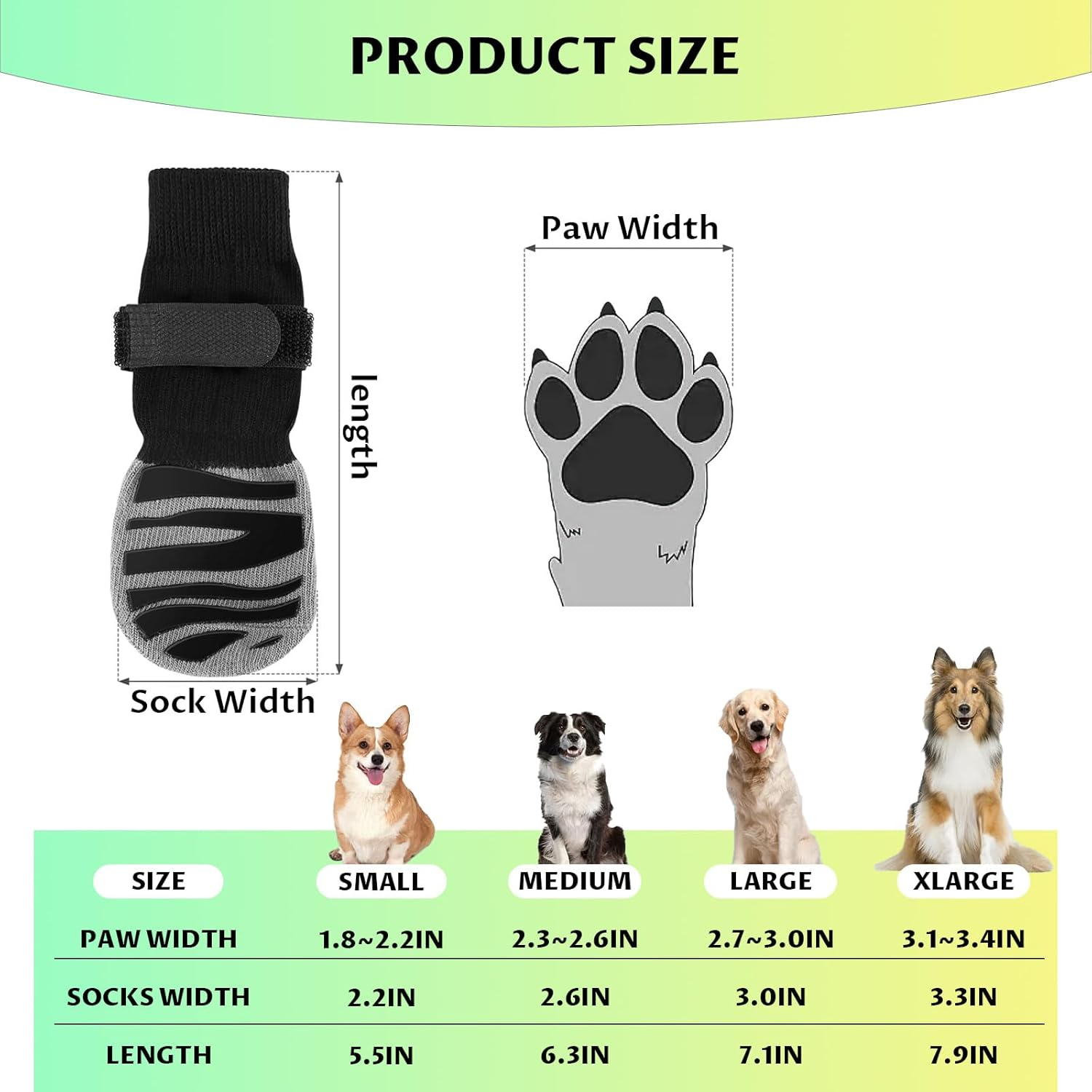 Velmoriah Dog Socks to Prevent Licking Paws, Non-Slip Dog Socks for Hardwood Floors, Comfortable Paw Protectors Dog Booties Shoes for Hot Pavement and Winter (S) image number 4