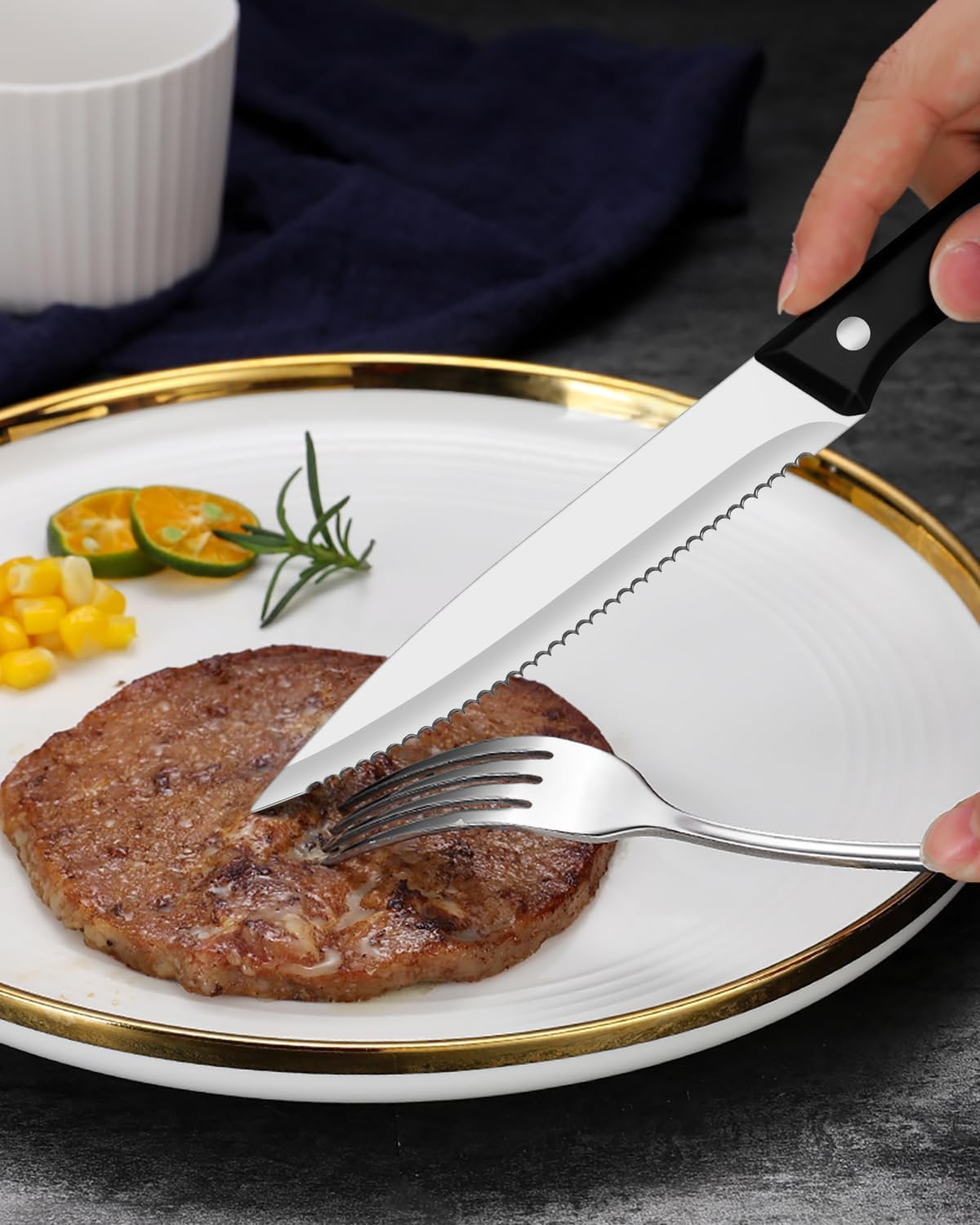 48 Piece Silverware Set Service for 8,Premium Stainless Steel Flatware Set,Mirror Polished Cutlery Utensil Set,Durable Home Kitchen Eating Tableware,Include Fork Knife Spoon,Dishwasher (Silver) image number 4