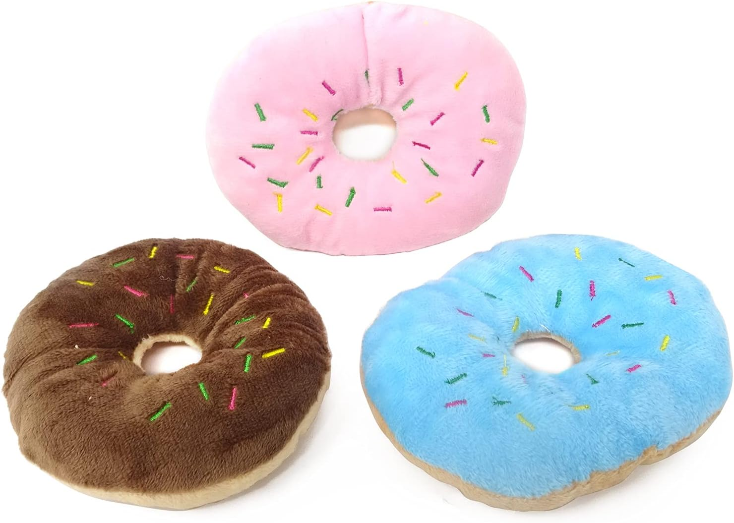 HONBAY 3PCS Donut Shape Plush Cat Catnip Toys Kitten Interactive Pillows Cat Gifts for Cat Lovers image number 2