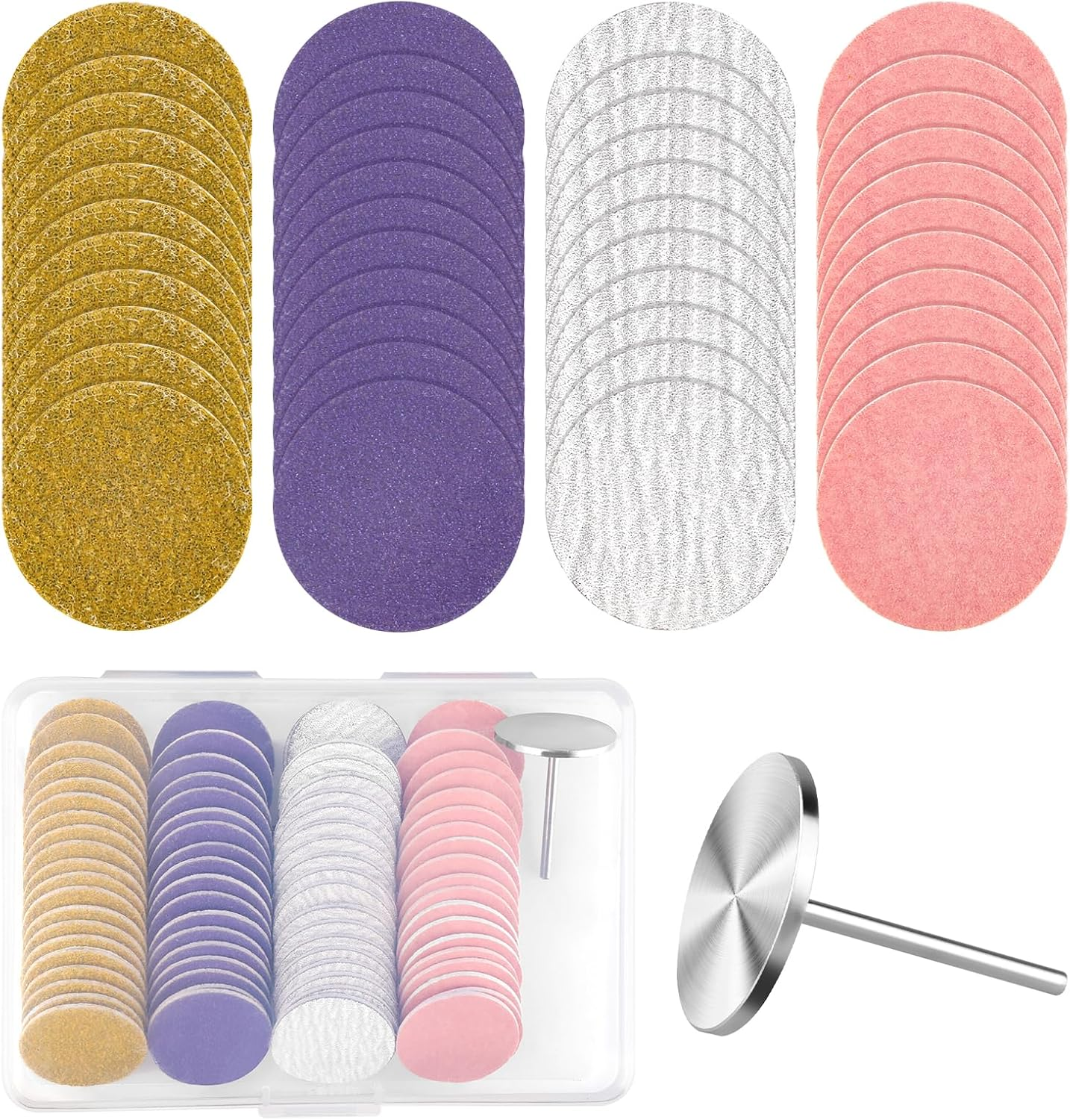 Zhufubao Pack of 80 Sanding Discs Pedicure 25 Mm Pedicure Sandpaper Discs (Grit 80 150 180 240), 1 Level Axis, Dead Skin Callus Remover for Manicure and Pedicure image number 2