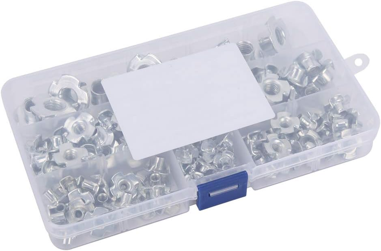 110Pcs Durable T-Nut, Stainless Steel Galvanized T Nuts Rivet Nut, for M5M4M3 M10M8M6 Assortment Kit 1 Box image number 5