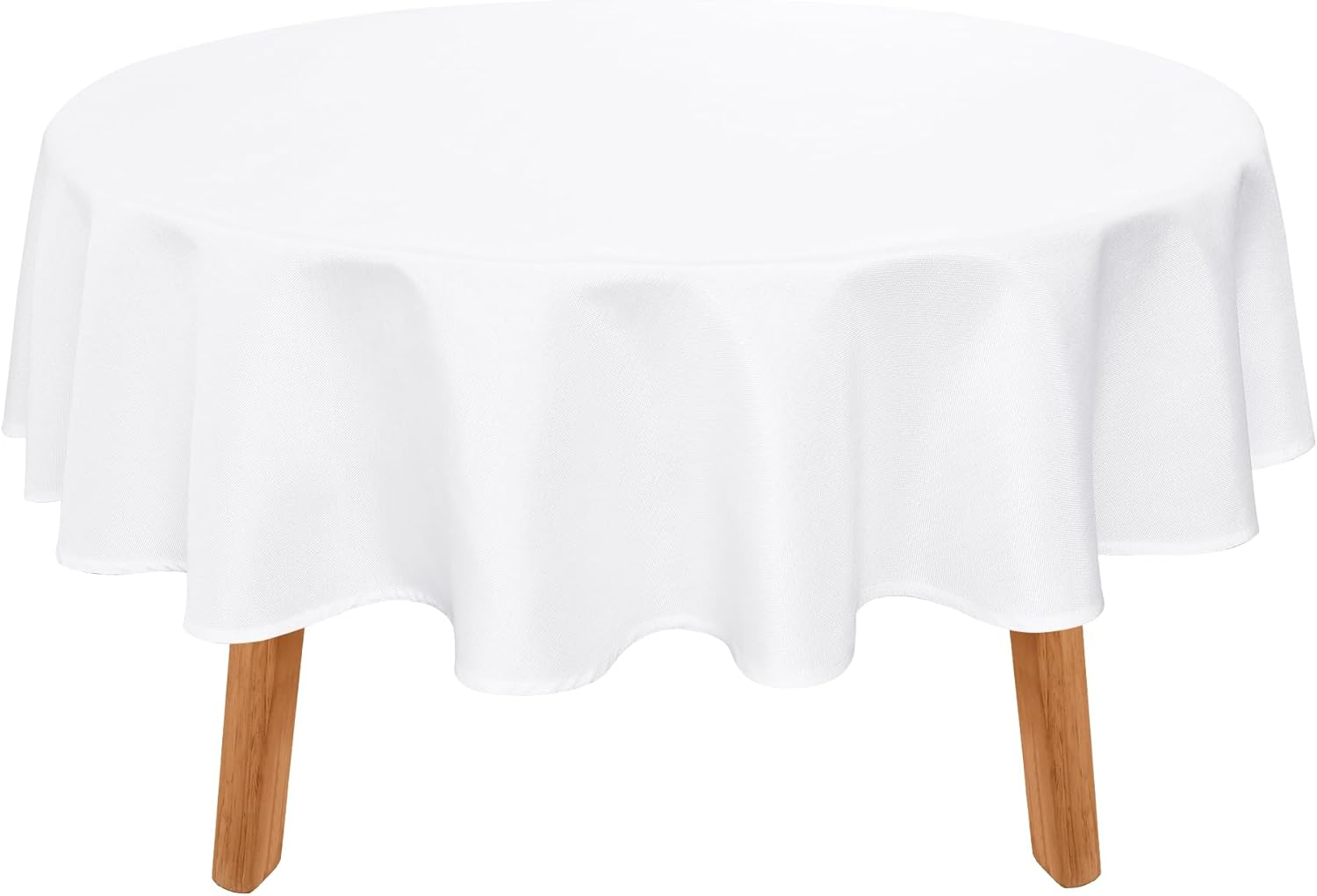 DWCN round Faux Linen Tablecloth 152Cm - Wrinkle and Stain Resistant Washable Polyester Fabric for Dining Room Kitchen, Dining, Party, Weddings and Restaurants, White image number 4