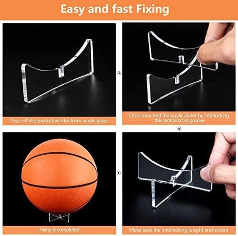 4 Pack Acrylic Sports Ball Display Stands for Basketball, Football, Volleyball, Rugby and Soccer(Transparent, 9 X 6.5 Cm) - Transparent image number 6