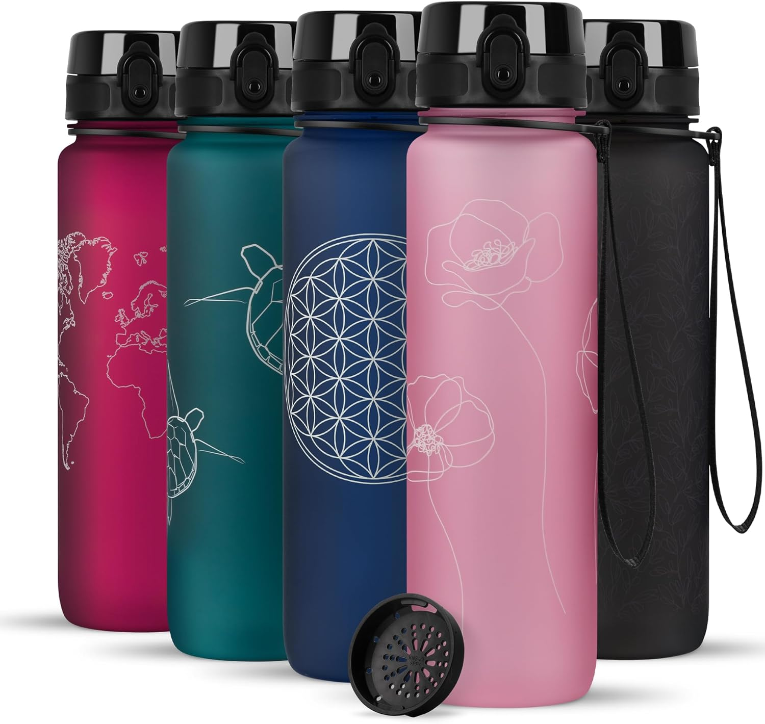 720&deg;DGREE Uberbottle 1L Softtouch Bpa-Free Sports Bottle - Emerald Green, 1000Ml, Tritan, Reusable, Infuser, Round, 8Cm W X 28.1Cm H image number 3
