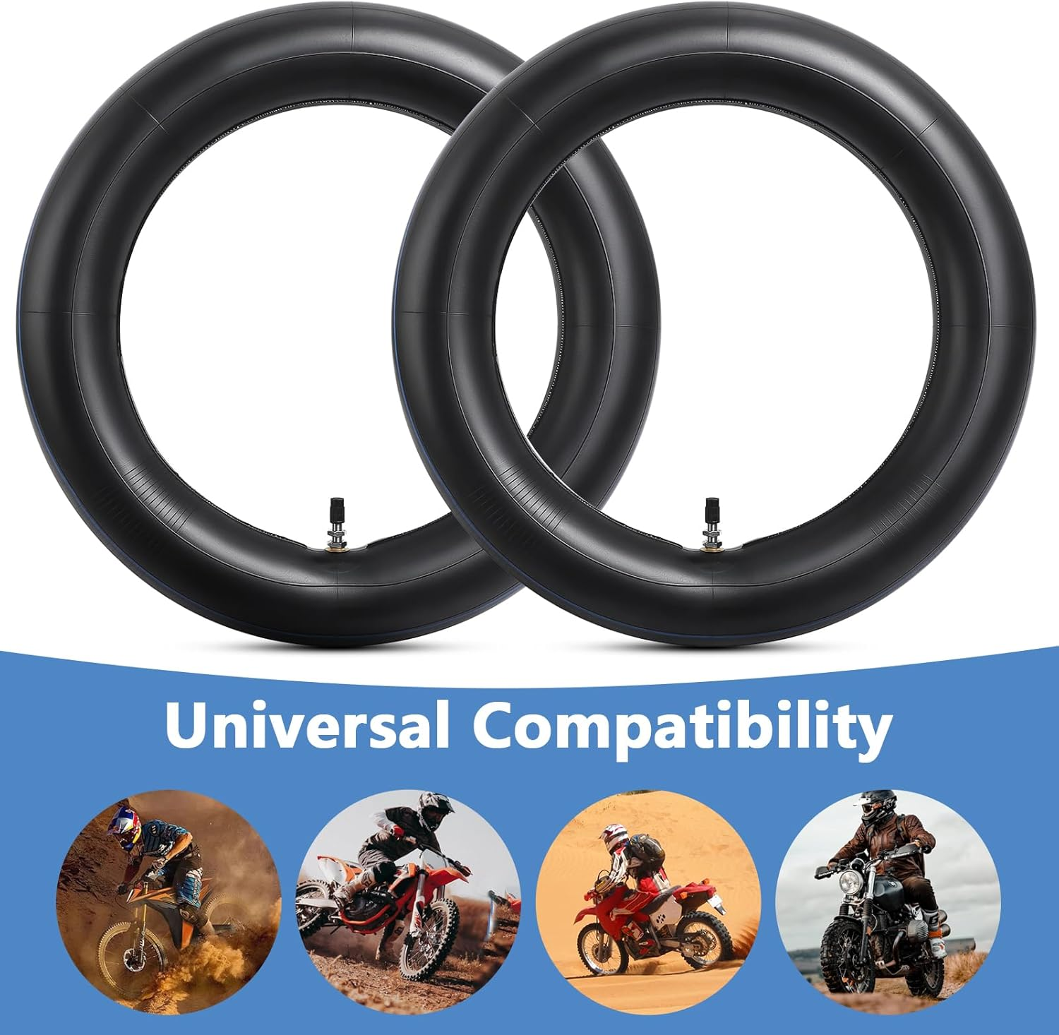 Paowin 2 Pcs 2.75-17 Tube,3.00-17 Tube,Tr4 Valve,2.75/3.00-17 Heavy Duty Motorcycle Inner Tube,Compatible with 2.75-17 3.00-17 80/90-17 Motorcycle/Dirt Pit Bike Front Rear Tire,Pt-040 image number 2