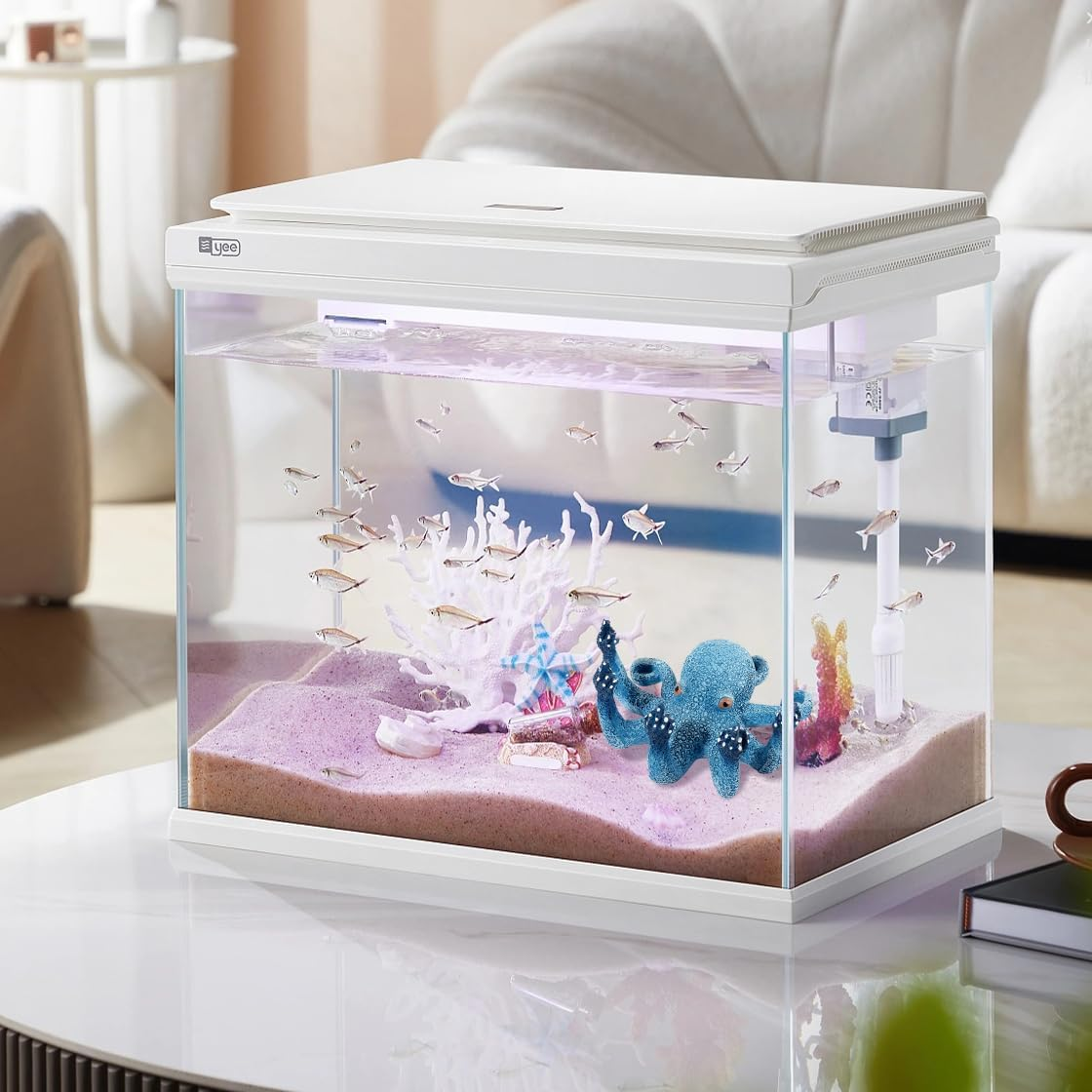 Hyzaphix Octopus Aquarium Ornaments Glowing Fish Tank Decorations Artificial Resin Octopus Marine Animal Figurine Ocean Sea Animals Figures for Landscape Decor, Home Table Decoration (Octopus) image number 1