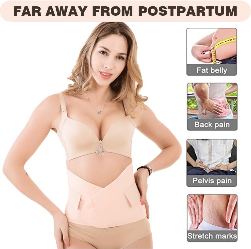 Vivva Belly Band Recovery Support Belt Wrap- Post Partum Girdles Tummy Bandit Binder - Postnatal Abdomen Pelvic Compression Corset Binding Body Shaper Shapewear image number 6
