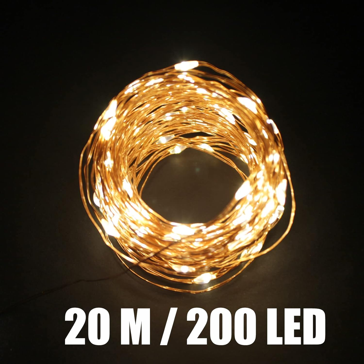 Fairy Christmas Lights Battery Operated, 20M/66Ft/200 LED Warm White String Light, Waterproof Battery Case, Indoor Lights for Xmas Tree Wedding,Party Events Garden Spring Decoration image number 3