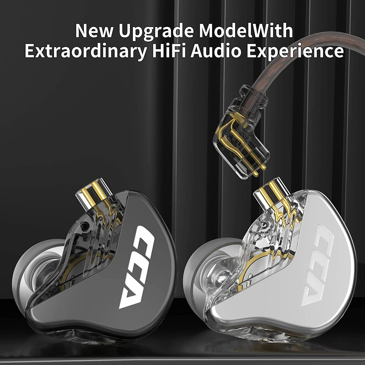 Keephifi CCA CRA In-Ear Headphones, Ultra Thin Membrane, Dynamic Driver, IEM, Clear Sound and Deep Bass, Wired Earbuds with Microphone and Tangle-Free Detachable Cable