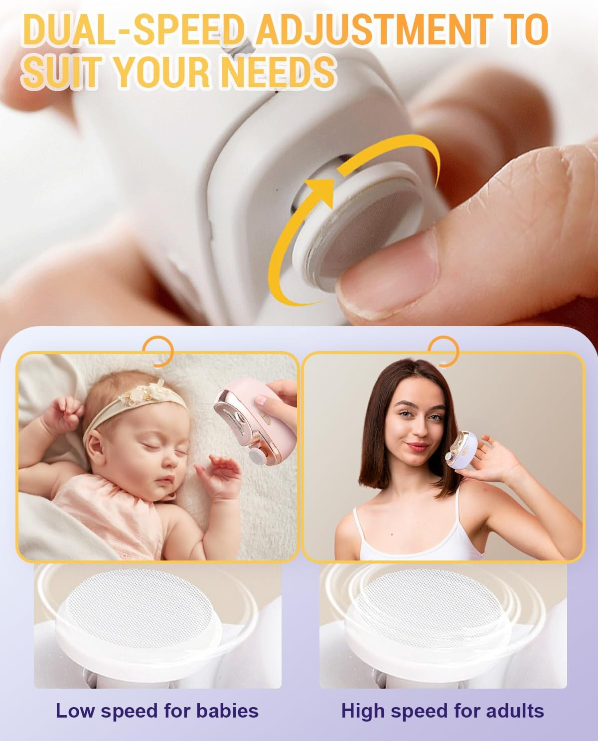 3 in 1 Automatic Electric Nail Clipper with Polishing, 2025 New Electric Nail Trimmer for Baby Adult Seniors, Electric Nail Clippers Nail File with Light Clip Storage 2 Speeds (Purple)