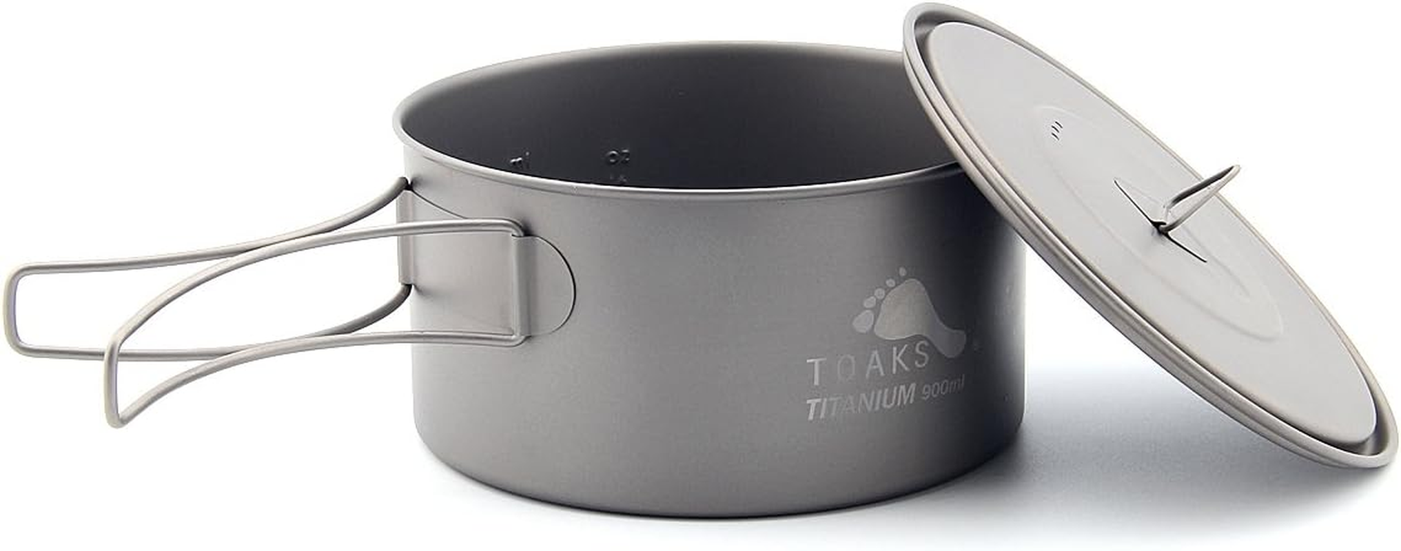 TOAKS Ultralight Titanium Camping Pot, 900Ml, Silver, Uncoated, Folding Handle, Includes Lid & Mesh Storage Sack image number 1